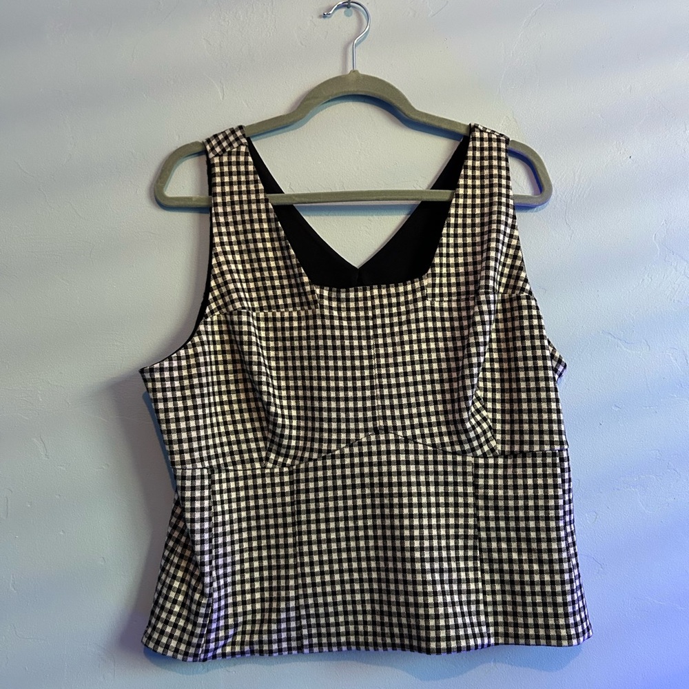 CAbi Black and White Checkered Blouse